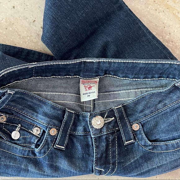 TRUE RELIGION SKINNY Blue Jeans Rhinestone Buttons Sz 26 - Picture 12 of 12